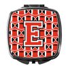Caroline's Treasures CJ1067-ESCM Letter E Football Scarlet and Grey Compact Mirror Decorative Travel Makeup Mirror for Women Girls Gifts Pocket Makeup Mirror Folding Handheld