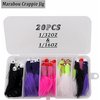 Marabou Jigs Fishing Lure Kit - 20pcs Fishing Jigs Heads Feather Hair Jig for Perch Panfish Bass Pike Walleye Trout