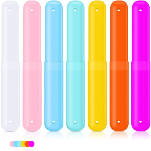 60 Pieces Plastic Toothbrush Holders Portable Travel Toothbrush Case Cover Protector Toothbrush Case Holders for Indoor Outdoor Travel Trip Home Camping School (Colorful)