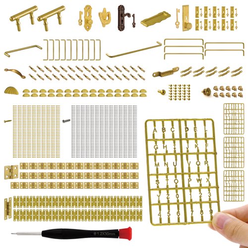 iland Miniature Dollhouse Accessories of Miniature Hinges & Dollhouse Handles & Hardware 20 Kinds Over 700 pcs
