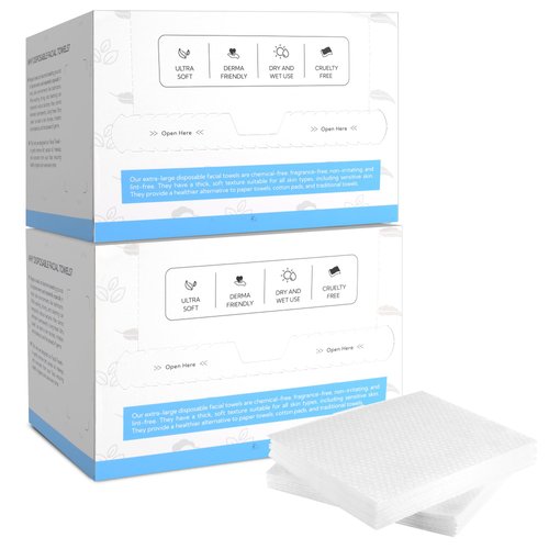 GRANNY SAYS Disposable Face Towel, Face Towelettes Disposable Biodegradable, 50 Count Extra Thick Soft Face Towels, Clean Skin Towels for Remove Makeup, Facial Cleansing, Nursing, Travel, 10"×12"