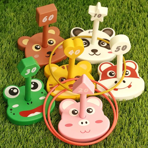 Animal Ring Toss Game Toy Set for Kids, 6 Targets Stands & 36 Rings Combo, Indoor Outdoor Party Yard Family Adults Activity, Christmas Holiday Birthday Presnet for Toddlers Boys Girls Child Ages 3+