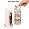 FABROK Plastic Portable Scrunchie Holder, Double Barrel Design Hair Tie Accessories Stand, Clear Bathroom Jars for Scrunchie, Hair Accessory, Round Cotton Pads（Cream-1PC）
