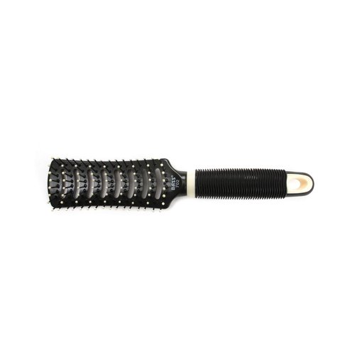 Bass Brushes | Style & Detangle Hair Brush | Professional Grade Nylon Pin | Acrylic Handle | 8 Row Vented Style | Smoke & Beige Finish | Model 702 - SMB
