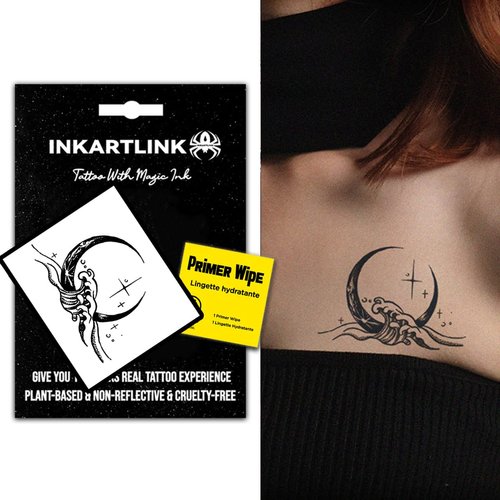 INKARTLINK Semi Permanent Tattoos, Temporary Tattoos for Girls, Party Tattoos, Waterproof, Natural and Realistic, Cruelty-free, Easy to Apply (Waves)