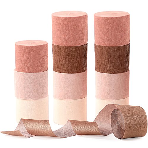 Fonder Mols Rose Gold Streamers Party Decoration - 12 Rolls Rose Gold Dusty Pink Crepe Paper Rolls for Wedding Bachelorette Birthday Party Baby Bridal Shower Hanging Banner Décor