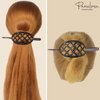Parcelona French Criss Cross Pattern Tortoise Shell Brown Cellulose Acetate Made in France Chignon Bun Cover Ponytail Holder Hair Slider Pin Thru Updo with Stick for Women and Girls