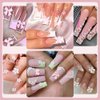 Nail Charms, Flower Bow Manicure Kit, Pink White 3D Cute Flower and Bow Nail Charms, 3D Acrylic Flowers Nail Gems with White Half Pearls Nail Art Decoration