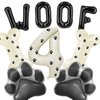 Dog Theme Balloons - 4th Dog Birthday Party Decorations, 40 Inches Number 4 Foil Balloons, Paw and Bone Balloons, WOOF Letter Balloons, Paw Prints Stickers for Pet Kids Dog Birthday Party Supplies