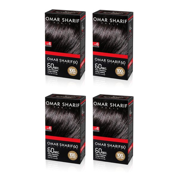 OS Speedy Hair Color No.6 Natural Brown Hair Dye Covers Gray Hair in Just 60 Seconds Without any odor Ammonia FREE (Pack of 4)