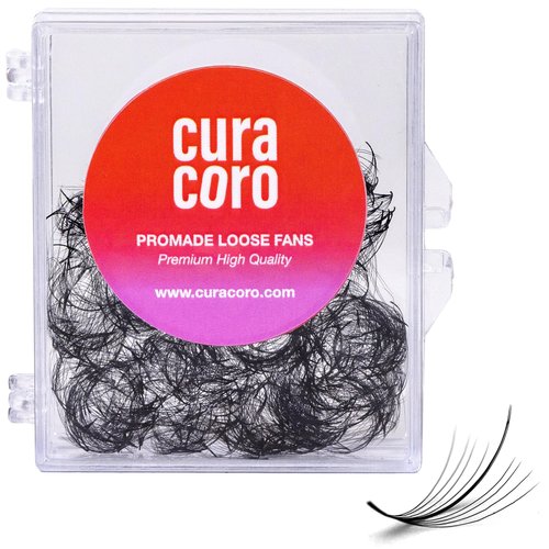 Curacoro Promade Wispy Lash Extensions 9D 0.05, 100% Handmade Eyelashes Volume Fans, C Cc D Curls, 9-17 Mm Length, Long-Lasting, Easy Application