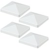 MOLIGOU 4 Pcs Vinyl Post Caps, Pyramid Post Caps for 4"×4" Vinyl Fence Post, Deck Post Cap (White)