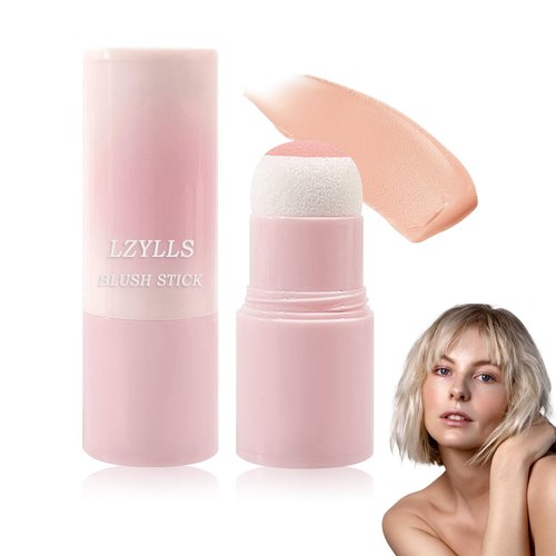 Cream Blush Stick with Brush,Waterproof Multi Cream Blush Stick Makeup,Lightweight,Long-lasting,Easy To Use,2 in 1 Multi Stick Blush for Cheeks & Lip Tint & Eyeshadow Makeup,Suitable for All Skin K4