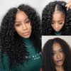 V SHOW 20 Inch V Part Deep Wave Human Hair Wigs Glueless for Women V Part Wig Human Hair No Leave Out Curly Wave Upgrade U Part Wigs 150% Density 20inch Natural Black Color