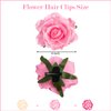 Tropical Hawaiian Hair Clips Set - 3Pcs Rose and Artificial Flower Clips for Women, Wedding, Summer Beach, Luau Party - 4 Inch