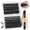 XIUSUZAKI Lash Extension Kit 60D+80D DIY Lash Clusters Kit 280pcs C Curl Cluster Lashes Individual Lashes Eyelash Extension Kit with Lash Bond and Seal,Lash Tweezers(60D+80D C Kit,10-16mm Mixed)