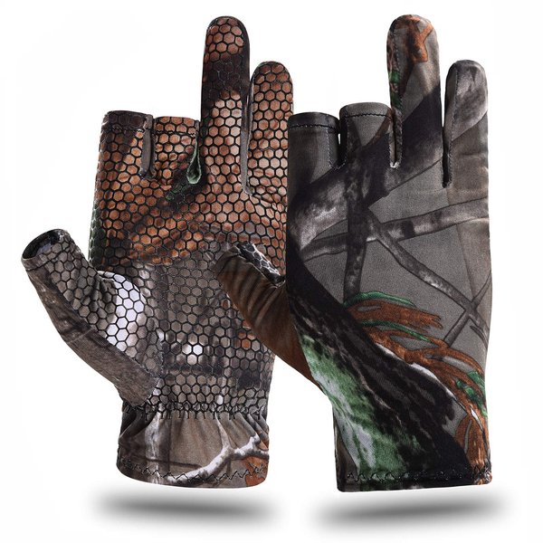 EAmber Camouflage Hunting Gloves Fingerless Gloves Pro Anti-Slip Sun Protection Lightweight Fishing Archery Accessories Hunting Outdoors