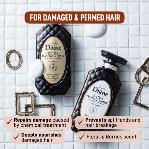 Moist Diane Perfect Beauty Extra Damage Repair Hair Treatment for Men & Women, Organic Keratin Scalp Refreshening Hair Treatment for Haircare from Japan, 15.2 fl oz/450 ml