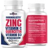 ImmunoBlaster Zinc Quercetin 500mg with Vitamin D and C Antioxidant Immune Support High Potency Quercetin Zinc Supplement for Men and Women - Gluten, Soy, & Dairy Free - 60 Count (Pack of 1)