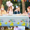 GZBJMYGS Duck Happy Birthday Tablecloth Duck Animal Party Plastic Supplies Animal Theme Baby Shower Boys Girls Blue Birthday Party Supplies Party Picnic Camping Plastic Table Cover Decorations