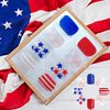Independence Day Press on Nails Short Square- 4th of July Fake Nails with Red White Blue Five-Pointed Star Glitter Design Press on Nails for Women Acrylic Manicure Art False Nails Glue on Nails Kit 24