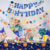 Outer Space Birthday Party Decorations Space Theme Party Supplies with Happy Birthday Banner Solar System Tablecloth for Galaxy Space Birthday Party Decor (Tablecloth+Flag Banner)