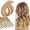 Tape In Hair Extensions Human Hair Camel Brown Mixed with Bleach Blonde #8/613 Real Human Hair 20 Inch Tape In Extensions 20pieces 50g/Pack Invisible Tape Extensions Remy Human Hair