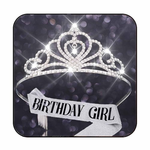 Yean Silver Crystal Tiara Crowns Birthday Crowns Headband Sash Crown with Comb for Women (Silver-G)