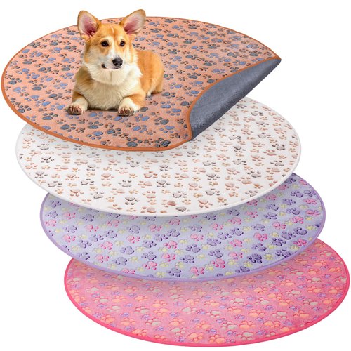 Clysee 4 Pack Whelping Pads Washable for Dog Waterproof Pet Pads Dog Pee Pads Reusable Training Pads Absorbent Round Whelping Pad Floor Pad Dog Bed Mat Puppy Pad for Crate Potty(36 Inch, Bright Color)
