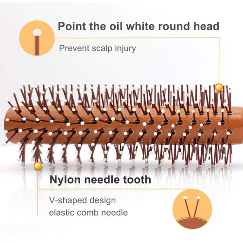 Round Brush Hair Curler,Mini Plastic Nylon Hair Brush, Light And Convenient,Volume,Styling,& Curly,Wavy,Thick,Thin Hair on Men & Women