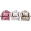 2 Sets 1:12 Scale DIY Dollhouse Sofa&Armchair with Pillow Mini Dolls House Furniture Couch&Chair Miniature Wooden Furniture Handmade Crafts Supplies Red Checkered Dollhouse Toy Dollhouse Accessories