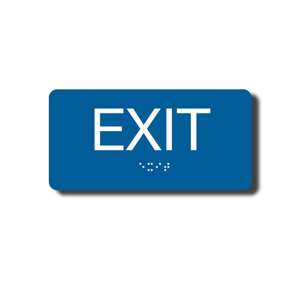 ADA Compliant Exit Sign with Braille (6" x 3" Blue)