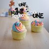 24Pcs Cowboy 1st Birthday Cupcake Toppers Glitter First Birthday Hat Cowboy One Cake Decorations for Western Theme Baby Shower Kids Boys 1st Birthday Party Supplies White