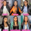 Mengkai 13X6 Straight Lace Front Wigs Human Hair Pre Plucked with Baby Hair 13x6 HD Transparent Lace Frontal Wigs Human Hair 180% Density Straight Human Hair Wigs for Black Women 30 Inch Glueless Wigs