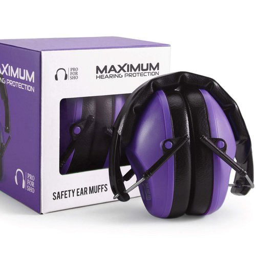 Pro For Sho 34dB Shooting Ear Protection - Special Designed Ear Muffs Lighter Weight & Maximum Hearing Protection - Standard Size, Purple