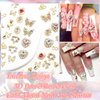 RODAKY 124PCS Gold Nail Charms 3D Butterfly Nail Gems Pink Crystal Heart Nail Art Jewelry Bow Charms for Acrylic Nails Glitter Cute Nail Decoration Metal Rose Cross Charms for Manicure Design
