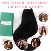 GOO GOO Sew in Hair Extensions Real Human Hair, Weft Hair Extensions Human Hair, 1 Jet black 18 Inch-100g, Weft Bundles Straight Silky Remy Hair