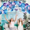 Suilung 50 Counts Winter Snowflake Balloons 12 Inch Balloon Garland Wonderland Latex White Blue Purple Balloons for Christmas Holiday Wedding Baby Shower Party Decoration Home Supplies
