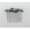 Faship Gorgeous Dark Blue CZ Crystal Floral Hair Comb