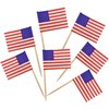 BLUE TOP 100 Pcs USA American Flag Toothpick Flags,Small Toothpick Mini Stick Cupcake Toppers Olympic Games Celebration Party Decoration Celebration Cocktail picks for Party Bar Sport events.