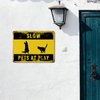 Funlucy Warning Sign Slow Pets at Play Sign,Dog And Cat at Play Rustic Signs 12x16 Inch Waterproof Aluminum Tin Signs for Indoor & Outdoor Road Community Street Home Decoration