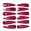 Mia Snip Snaps Glossy Painted Metal Hair Barrettes in Zippered Storage Pouch, For School, Cheer, Dance, Gymnastics, Uniforms, Kids, Girls 12 pcs (maroon)