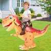 COMIN Inflatable Dinosaur Costume Kids, Ride on Funny Boys Girls Dinosaur Blow Up Orange Dino Costume for Halloween Party 7-10Y