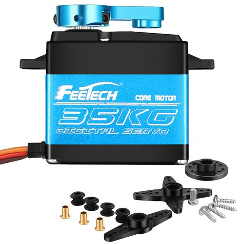 FEETECH 35KG Servo Motor 7.4V High Voltage Waterproof High Torque RC Servo Full Metal Gear Digital Servo, Aluminium Case, Control Angle 180° for 1/8 1/10 RC Cars, TRAXXS x4, Baja, RC4WD, GTR and More