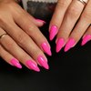 KXAMELIE Hot Pink Press on Nails Medium Length,Gel Glue on Nails Almond Nails Press on,Natural Vibrant Stick on Nails for Women,Reusable Stiletto Nails Acrylic,Short Almond Nails Set in 12 Sizes