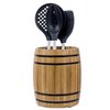 MyGift Wine Barrel Design Kitchen Utensil Crock, Light Brown Solid Bamboo Wood Cooking Tool Holder