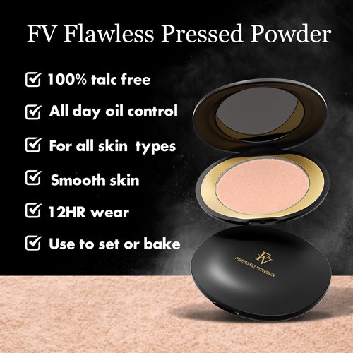FV Matte Finish Pressed Powder, Long-Lasting, Lightweight, Oil-Control, Medium Coverage Baking Setting Powder for All Skin Types, 0.28 Oz, Classic Ivory