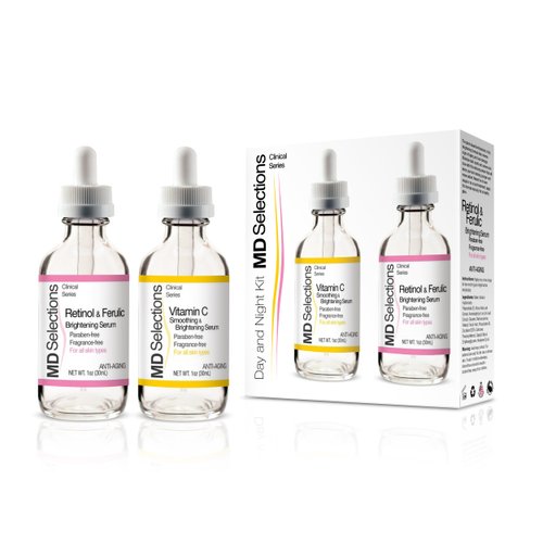 MD Selections Facial Serum Duo | Retinol Serum for Face & Vitamin C Serum, Anti Aging, Anti Wrinkle Skin Care Set for Women – 1 fl oz with 2Pack.