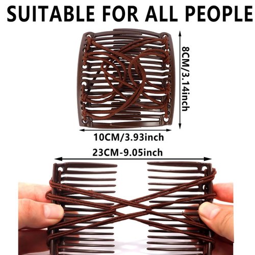 Stretchy Magic Hair Comb Clips for Women 6Pcs Accessories Elastic Double Hair Comb for Thick Hair Non Slip Decorative Bandette Hair Decorations Adjustive Fashion Vintage Hairstyle for Girls