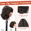 KooKaStyle Ponytail Extension, 10" Short Claw Clip in Pony Tails Hair Extensions Curly Wavy Synthetic Drawstring Ponytail Hair pieces for Women Girls Dark Brown